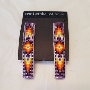 Spirit of the Red Horse Navajo Beaded Barrettes